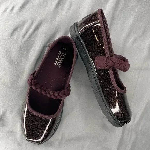 TOMS Kids' Sparkly Maroon Dress Shoes