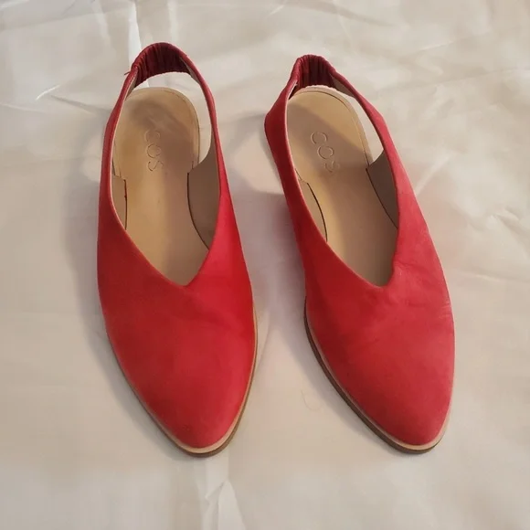 COS Red suede slingback flats