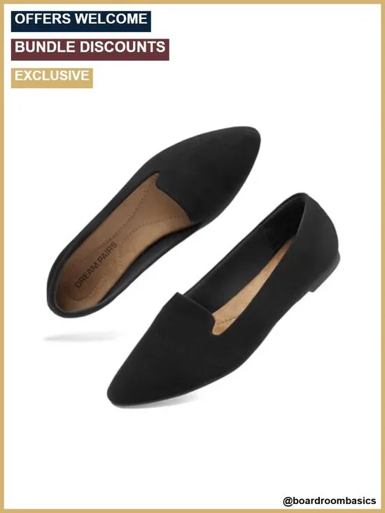 Pointed Toe Business Flats - Faux Suede Slip On Dressy Loafer