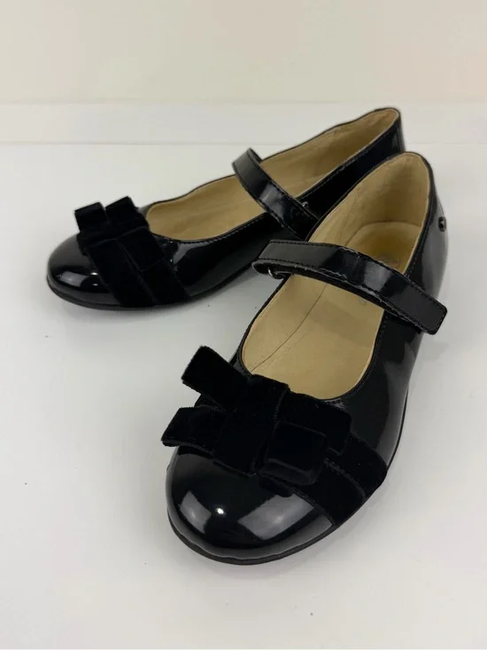 Naturino Patent Leather Mary Jane Flats Black EU 34 Velvet Bow