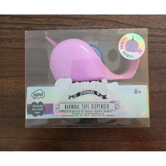 NPW Mermazing Friends Narwhal Tape Dispenser With Holographic Tape New