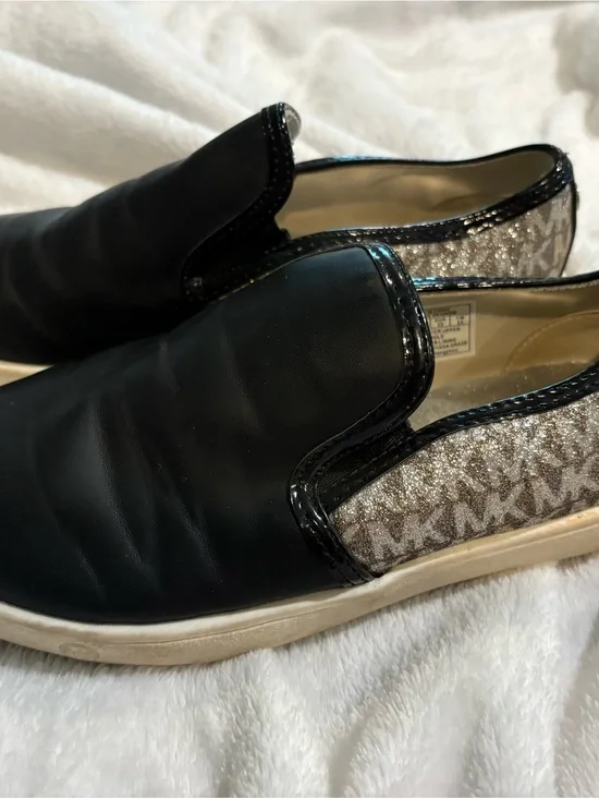Michael Kors Black Slip-On Sneakers with Metallic MK Monogram