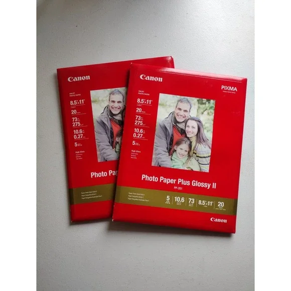 Canon Photo‎ Paper Plus Glossy II 8.5x11 PP-201 20 Sheets 2 Pack 40 Total NEW