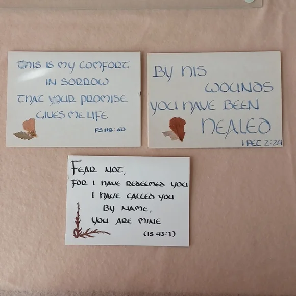 Set of 3 Bible Verse Handmade Blank Notecards