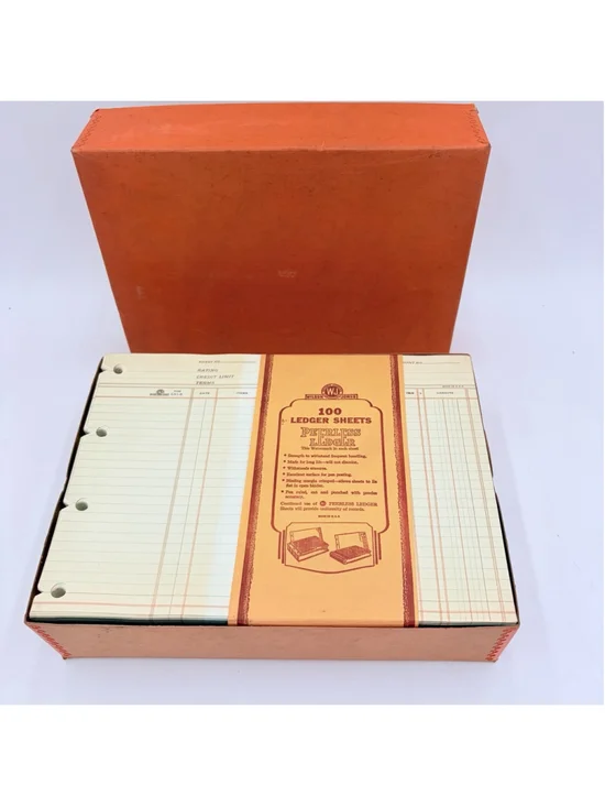 Vintage WILSON JONES Peerless LEDGER Sheets NOS 500 Ct Boxed Stationery