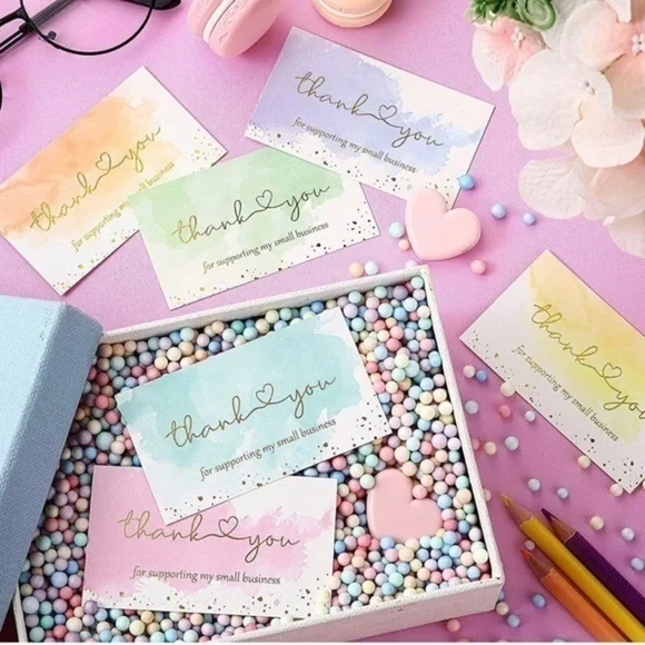 20 BEAUTIFUL Pastel Thank You Card Assortment (Business Card Siz…