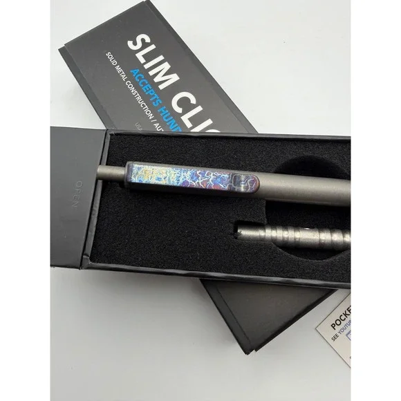 Big Idea Design Slim Click Pen Stonewashed Titanium Lightning Anodized‎ Clip