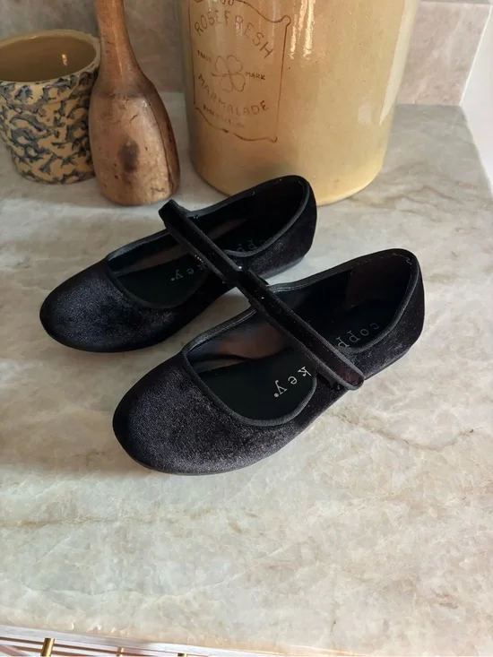 Black Velvet Mary Jane Kids Shoes