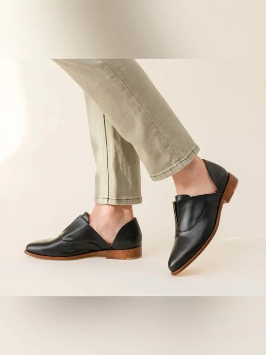 New Nisolo Emma Emma d'Orsay Oxford Bloke-core Classic Leather Sustainable Flat