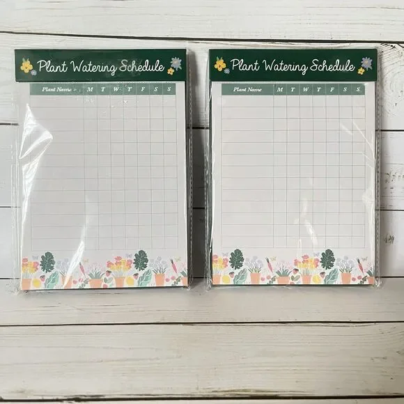 Pulsar Plant Watering Weekly Schedule Pads Set 2 60 Sheets Each Gifts 5.8”x8.3”
