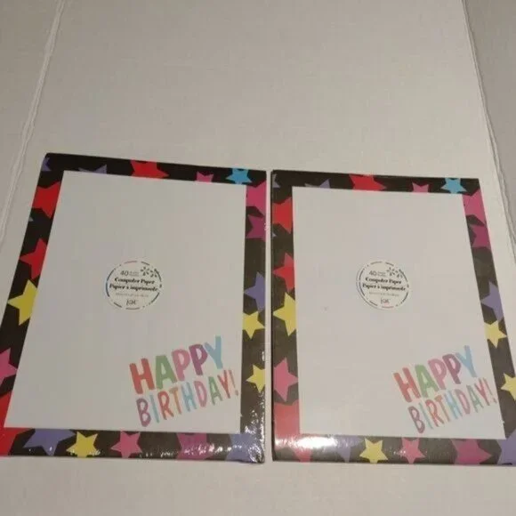 HAPPY BIRTHDAY W/STARS COMPUTER PAPER-2 PACKS-NEW