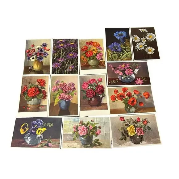 Lot of 13 Flowers Stehli Vintage Swiss Floral Postcards Unused Botanical