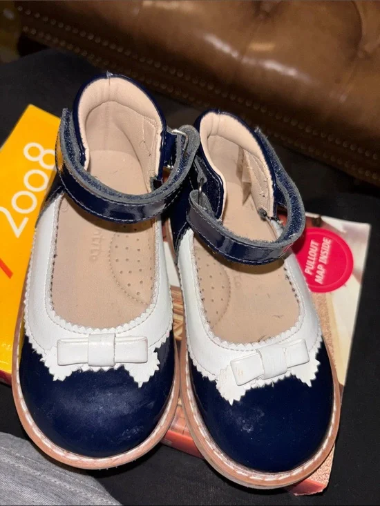 Elephantito Kids Navy and White Mary Jane Shoes with Bow -  EUR 22 USA 6.5