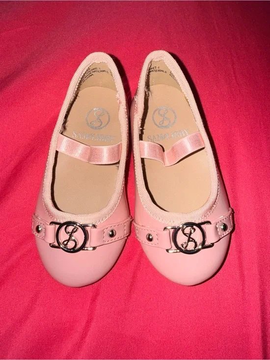 Sam & Libby Girls Blush Pink Slip-On Ballet Flats with Metallic Emblem
