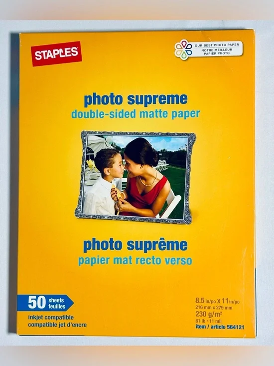 Staples Photo Supreme 50 Sheets Double Sided Matte 8.5