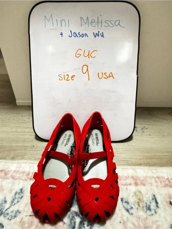 Mini Melissa Red Girls' Mary Jane Dress Shoes