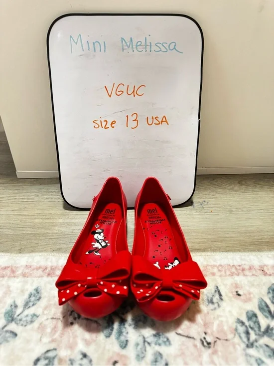 Mini Melissa Red Minnie Mouse Bow Jelly Flats