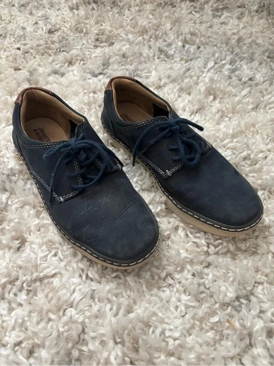 Johnston & Murphy Navy Boys Lace-Up Dress Shoes