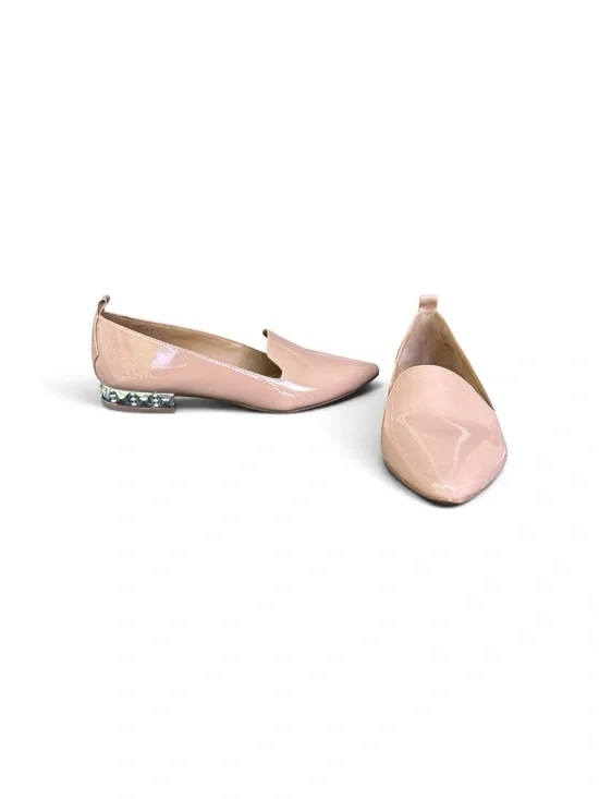 Franco Sarto Blush Patent Pointed-Toe Slip-On Flats with Crystal Heel Accent