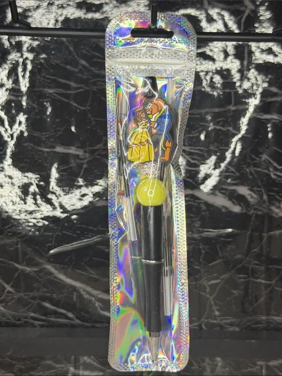 Beauty and the beast Focal Bead Pen Black and Blue Ink