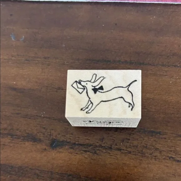 Kringen Wooden Rubber Stamp with Orange Design NEW