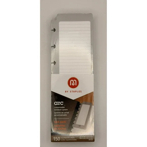 Staples M by Arc Task Pads 150 Repositionable Sheets 7.5 x 2.5 New Sealed