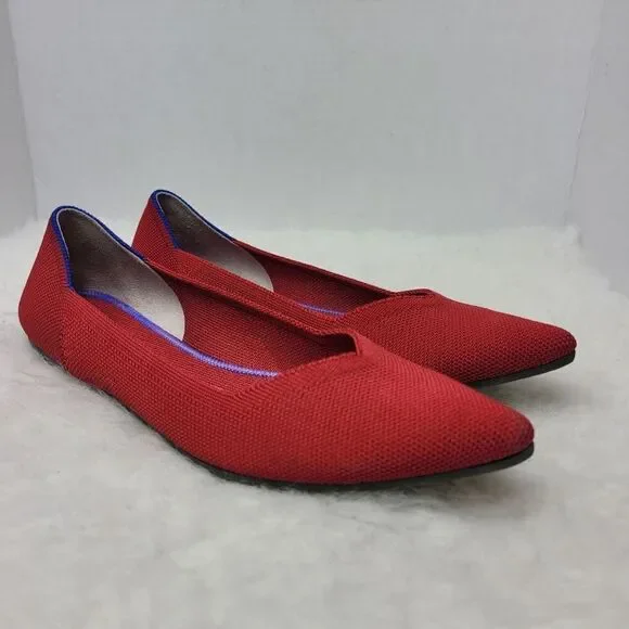 Rothy’s The Point Chili Red Pointed Toe  Ballet Flats Women's Shoes Size 8.5