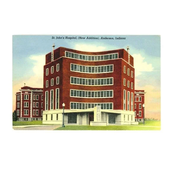 Vintage Postcard Anderson Indiana‎ St Johns Hospital New Addition USA Unposted