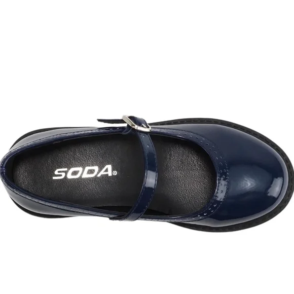 Soda Kids Navy Mary Jane Shoes