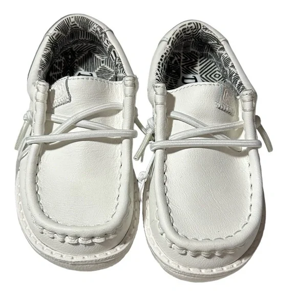 New Hey Dude Wally Leather Mono White Toddler Size 7 US EU 25 BNWOT