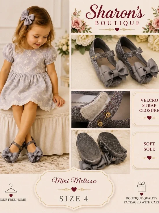Mini Melissa Gold Glitter Mary Jane Shoes for Girls EUC size 5C