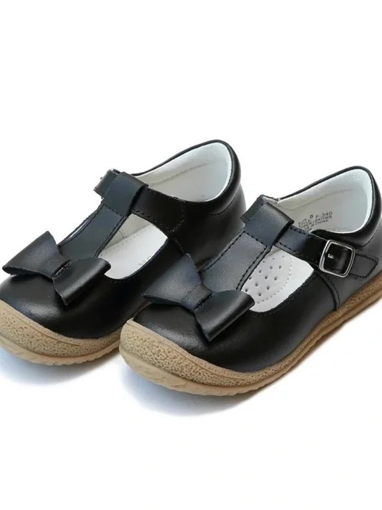 L'Amour Emma Classic Bow T-Strap Mary Jane Black Shoes Size 13