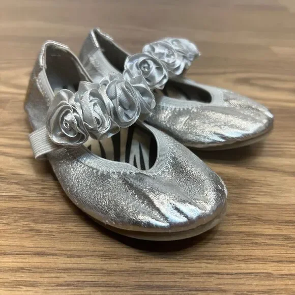 Michael Kors Baby Lux Shoes Ballet Flats Lil Rosie Silver‎ Size 7