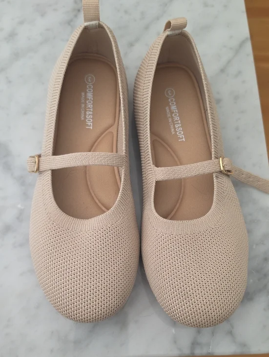 Girls' Mary Jane Dress Shoes — Light Beige Knit
