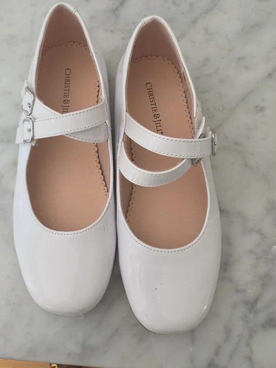 Christie & Jill Girls' White Patent Mary Jane Dress Shoes