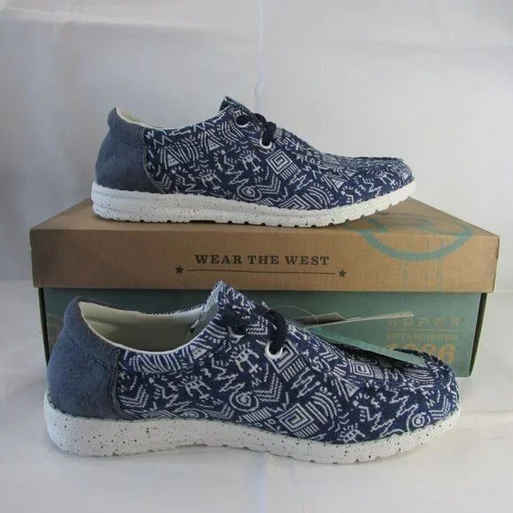 Roper Women's Lightweight Hang Loose Loafer - Navy/Beige Aztec