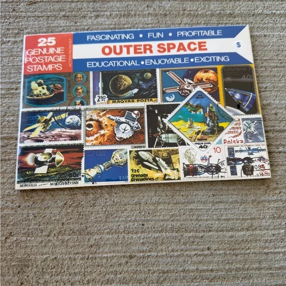 Vintage ACTION‎ PACKETS OUTER SPACE 25 Genuine/DIfferent Stamps NOS Pack Sealed