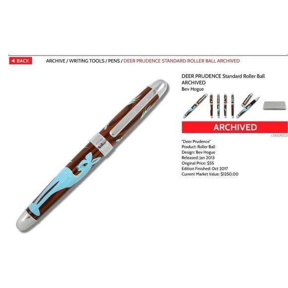 ACME Deer Prudence Rollerball Pen Bev Hogue Artist Design Limited Edition refill