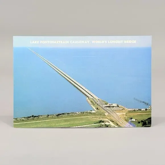 Lake Pontchartrain Causeway New Orleans Louisiana Vintage Blank Unused Postcard