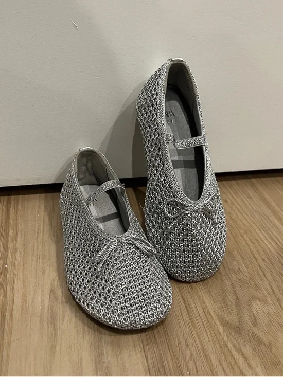 Zara Silver Glitter Mary Jane Ballet Flats for Kids