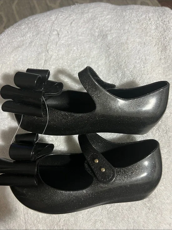 Mini Melissa Black Girls' Mary Jane Dress Shoes with Bow