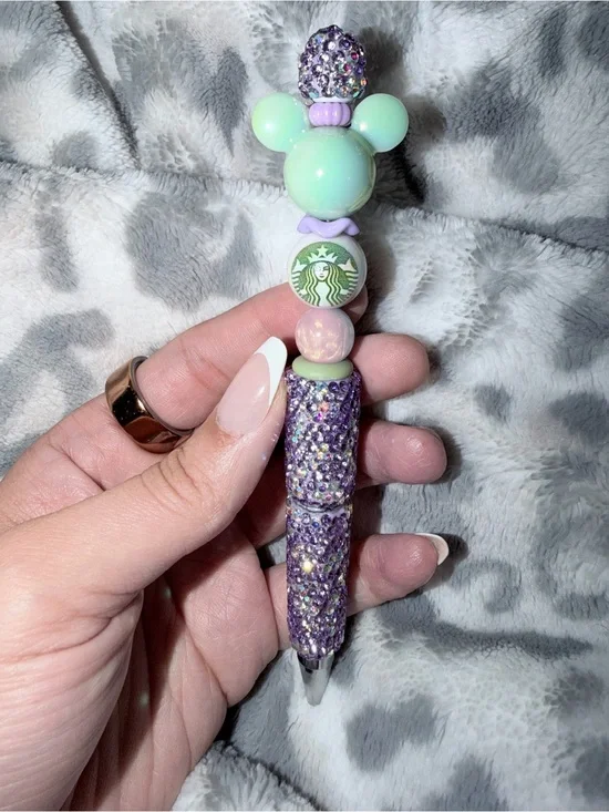 Sparkling Lavender & Mint Beaded Ballpoint Pen by