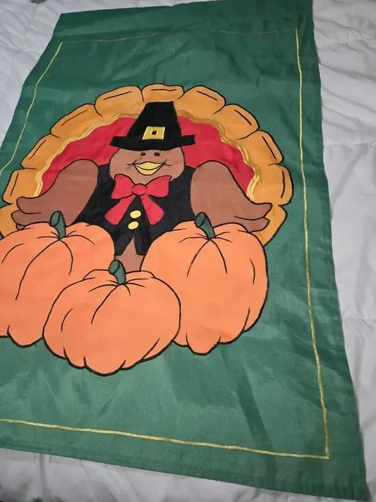 1994 Turkey Pumpkin Thanksgiving Yard Garden Decor Flag 28x42