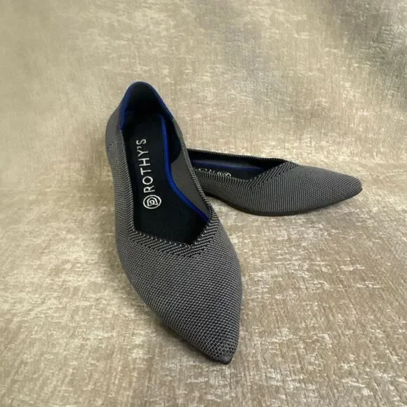 Rothy's Women's The Point Knit Slip-On Ballet Flats Grey Birdseye Size 8.5