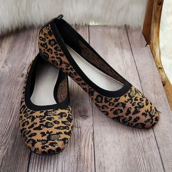 Sanctuary knit Leopard print ballet flats leather lining Sz 7.5‎