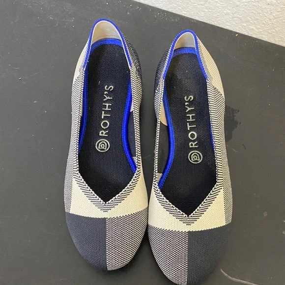 Rothy's Women's Black and Cream Checkered Flats