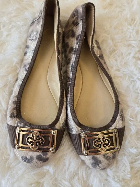 Y2K Isola Metallic Animal Print Spanish Leather Ballet Flat US 6