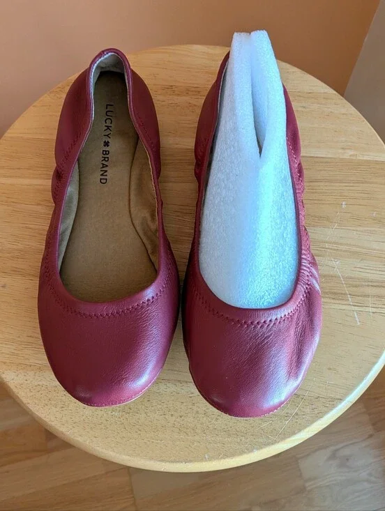 Lucky Brand Women's Wine Leather Ballet Flats Size 7.5