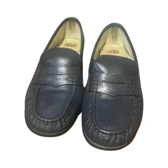 SAS Classic Soft Step‎ Handsewn Navy Blue Penny Loafers Slip On Womens 8
