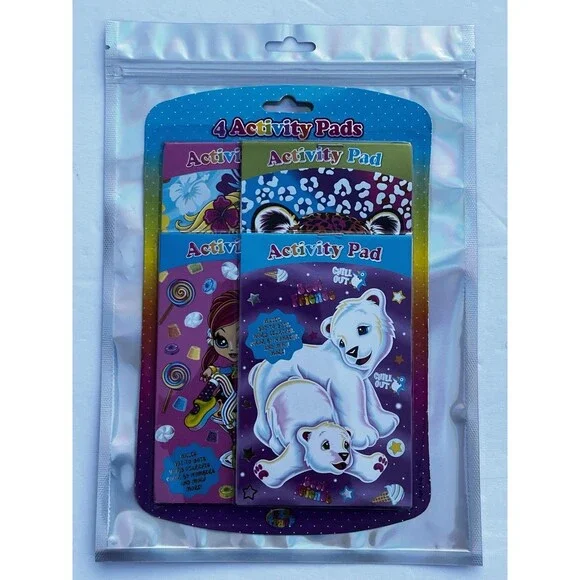 Lisa Frank 4 Activity Pads Set Sealed Coloring Books Stickers Kids Vintage